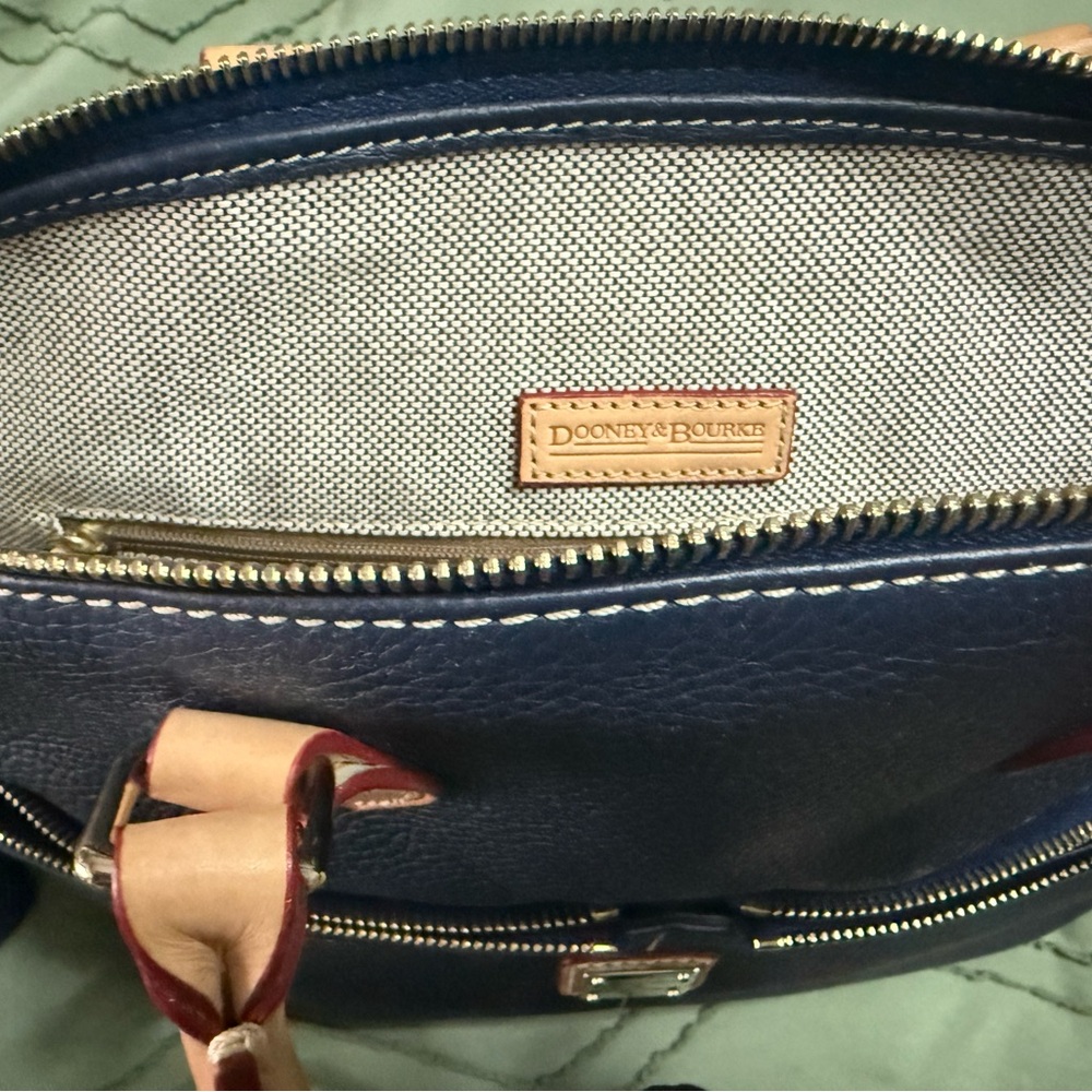 Dooney & Bourke Navy and Tan Satchel - Picture 7 of 14